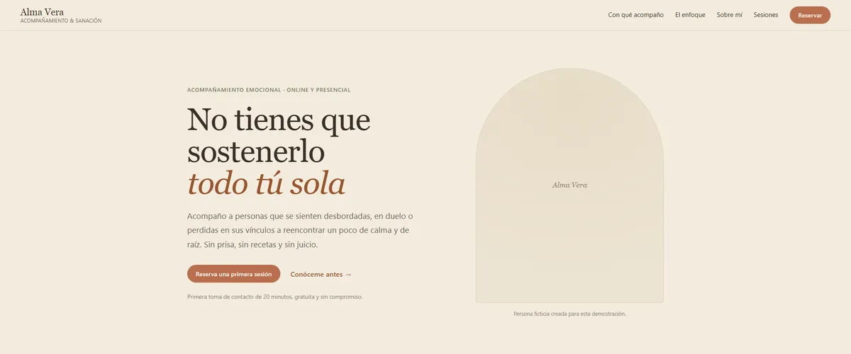 Página de Alma Vera, bienestar y acompañamiento