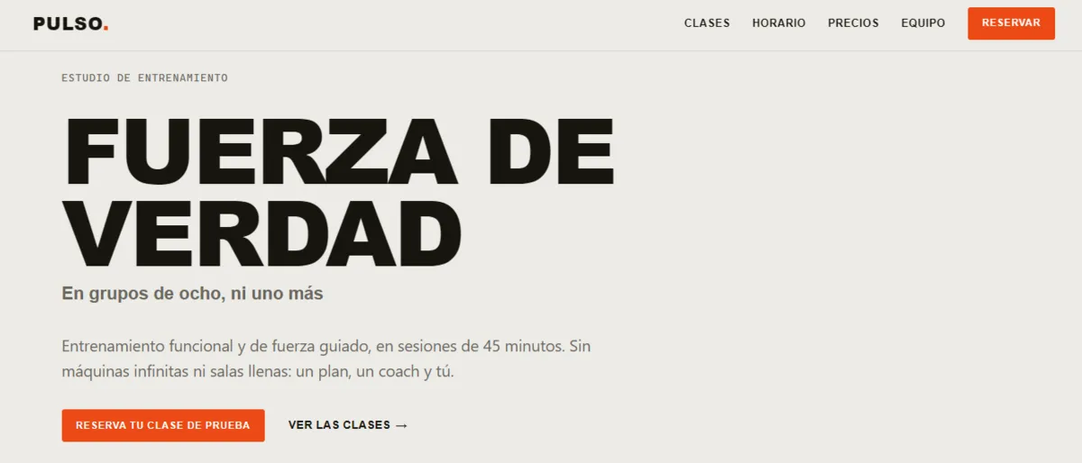 Página de PULSO, un estudio de entrenamiento